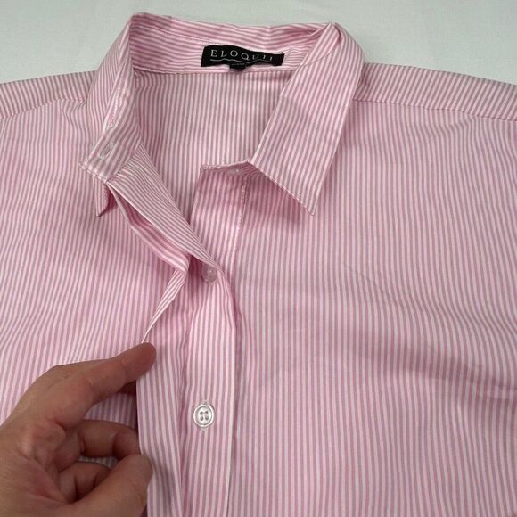 Eloquii Pink Striped Blouse  - Picture 4 of 8
